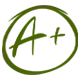 Handgezeichnetes A-Plus-Symbol in dunklem Olivgrün